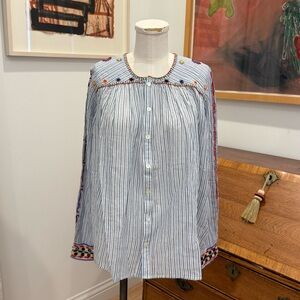 V.DE.VINSTER. Mexican Embroidery Stripe Shirt